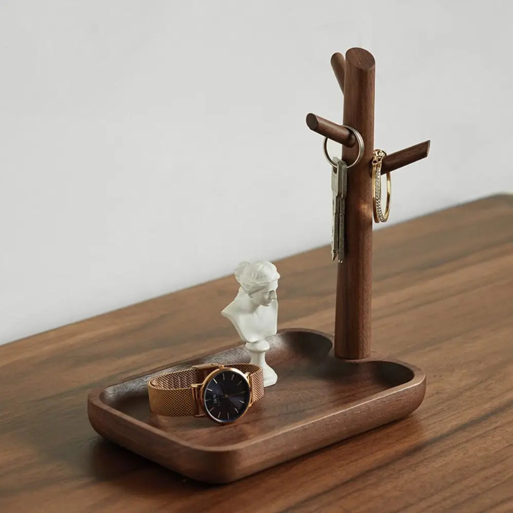 Bandeja de madera para escritorio con forma de árbol