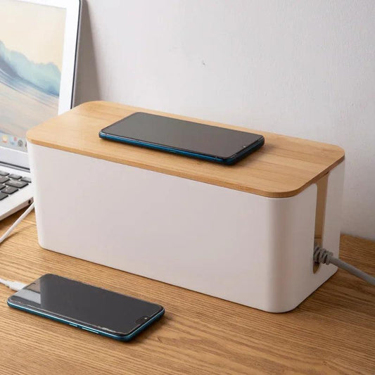 Caja de madera para guardar cables 