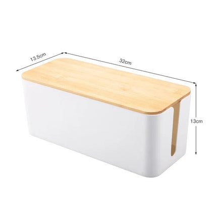 Caja de madera para guardar cables 