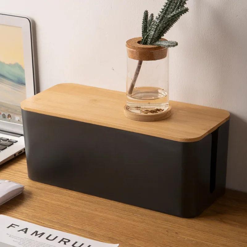 Caja de madera para guardar cables 