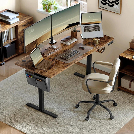 Brown Oak, Electric Height Adjustable Desk