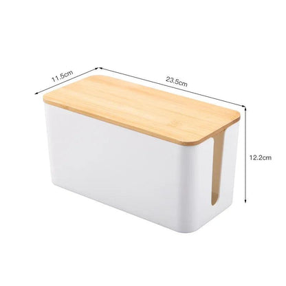 Caja de madera para guardar cables 